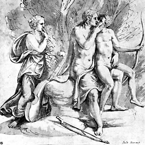 Figure 2. Giulio Romano, Apollo and Cyparissus (c.1523–27). Pen and ink with wash, National Museum, Stockholm