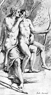 rissus grasping bow, detail of Apollo and Cyparissus