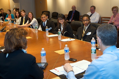 Meeting of students and teachers