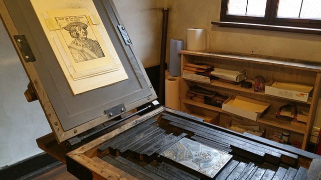 An old fashioned printing press.