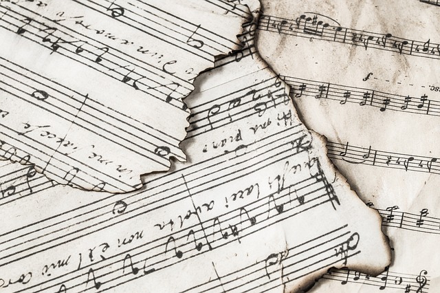 A collection of torn musical notation