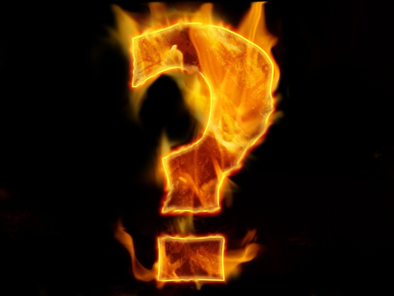 An illustration of a question mark on fire