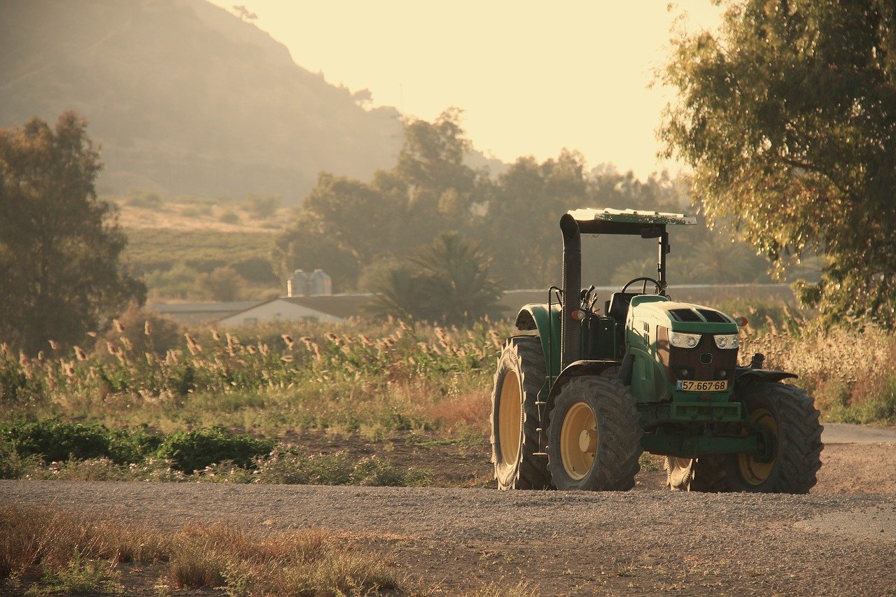 A tractor in a field