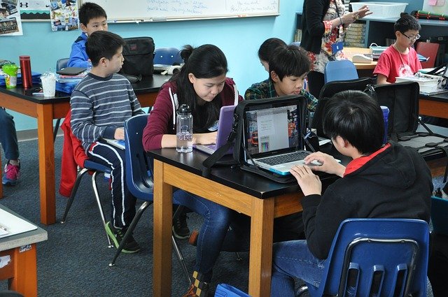 Students studying in a classroom