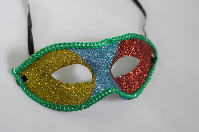 A multicoloured domino actors mask